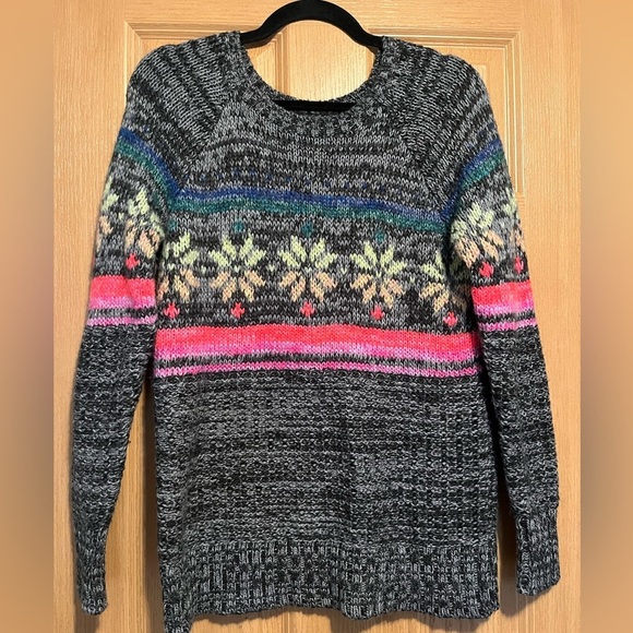 American Eagle Jegging Sweater Rainbow Snowflake Fair Isle Wool - Picture 2 of 9